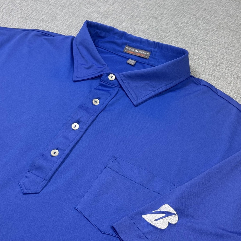 Peter Millar‎ Golf Polo Shirt Mens 2XL Blue Summer Comfort Polyester Spandex